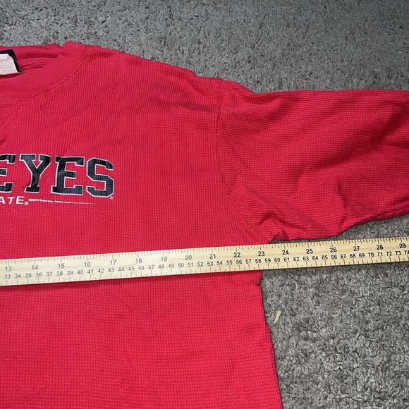 Vintage Genius Stuff Red Ohio State Buckeye Long Sleeve Waffle Shirt Men Size XL - Picture 5 of 6
